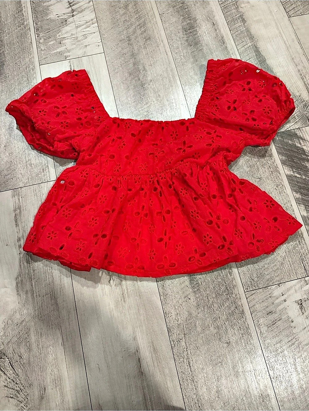 Red Floral Eyelet Dress Like New